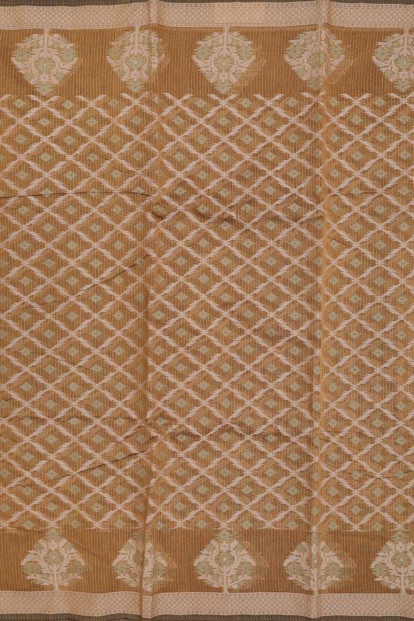 Kota Cotton Saree In Golden Brown With Diamond Design