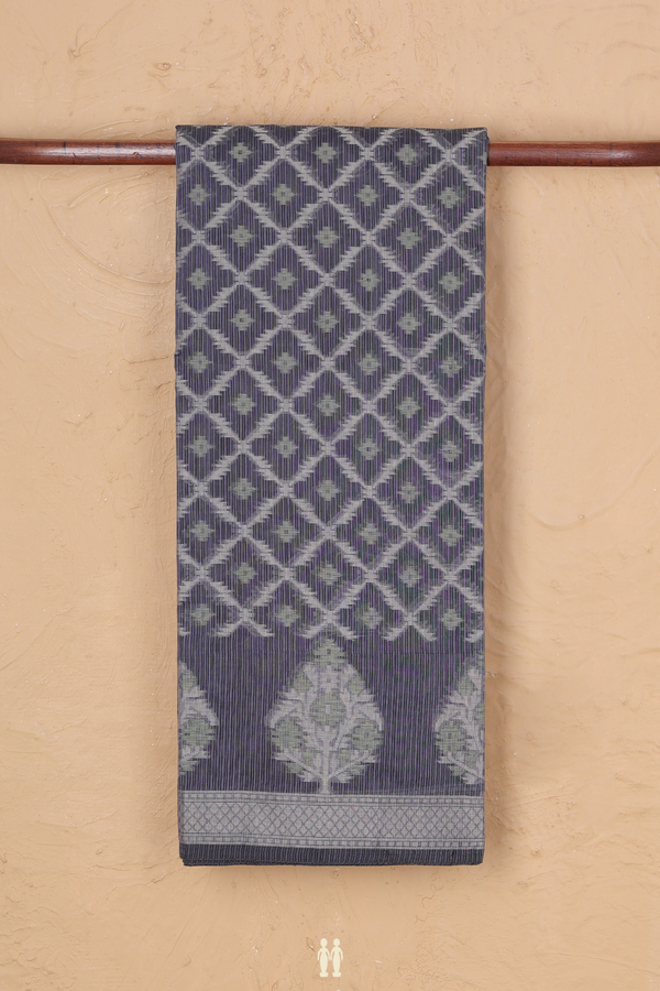 Kota Cotton Saree In Grey With Diamond Design