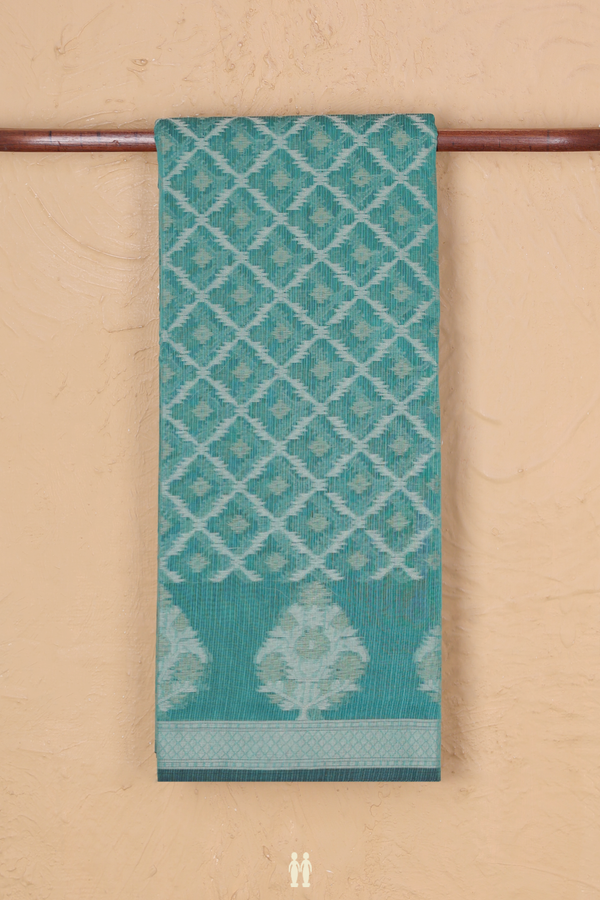 Kota Cotton Saree In Green With Diamond Design