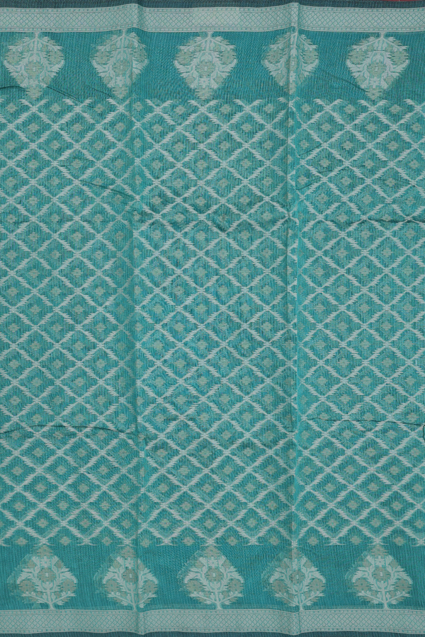 Kota Cotton Saree In Green With Diamond Design