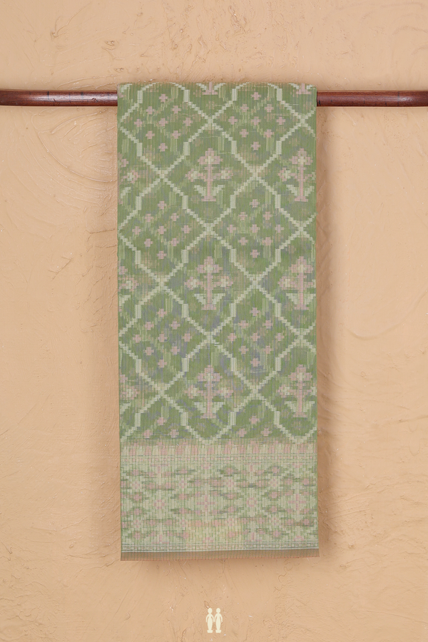 Kota Cotton Saree In Moss Green With Allover Design