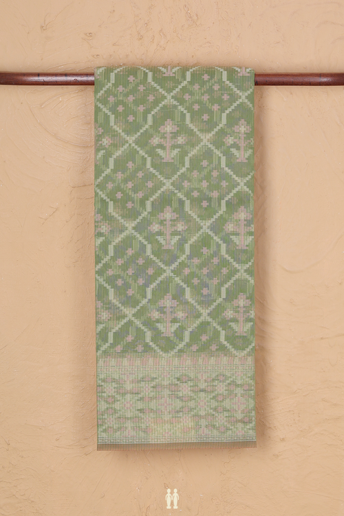 Kota Cotton Saree In Moss Green With Allover Design