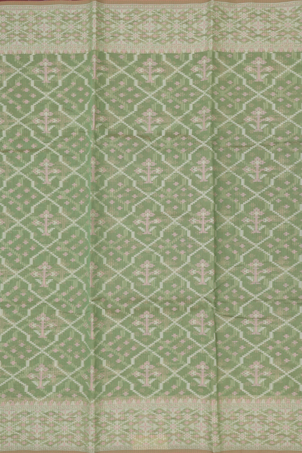 Kota Cotton Saree In Moss Green With Allover Design
