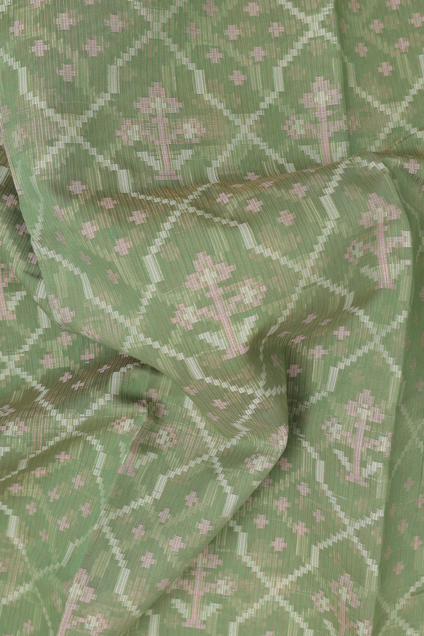 Kota Cotton Saree In Moss Green With Allover Design