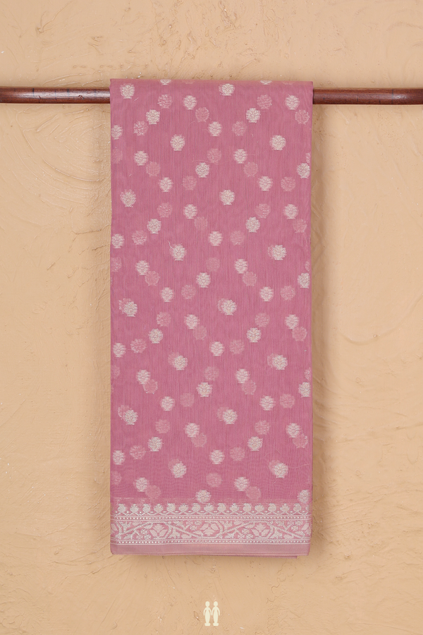 Kota Cotton Saree In Dusty Pink With Zari Buttas