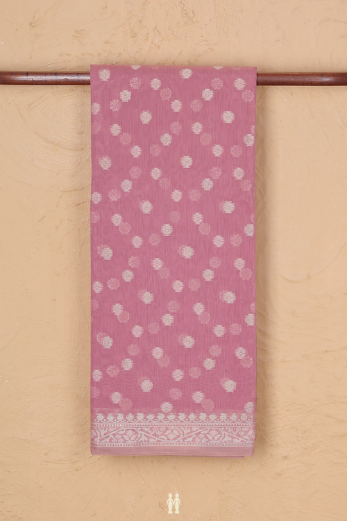 Kota Cotton Saree In Dusty Pink With Zari Buttas