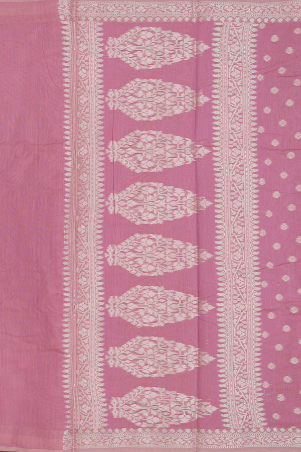 Kota Cotton Saree In Dusty Pink With Zari Buttas