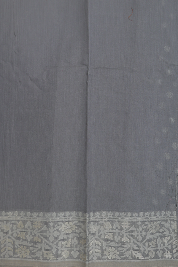 Kota Cotton Saree In Grey With Zari Buttas