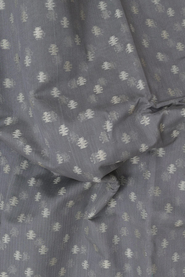 Kota Cotton Saree In Grey With Zari Buttas