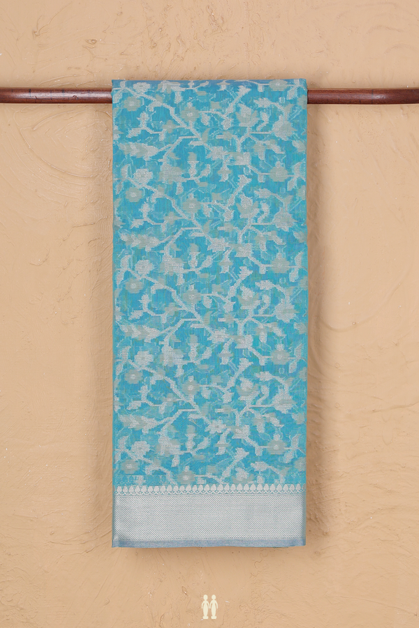 Kota Cotton Saree In Cerulean Blue With Allover Design