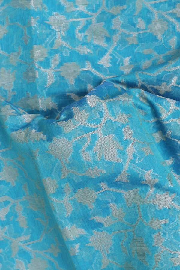 Kota Cotton Saree In Cerulean Blue With Allover Design