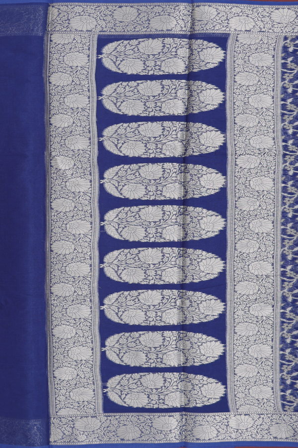 Kota Cotton Saree In Royal Blue With Floral Design
