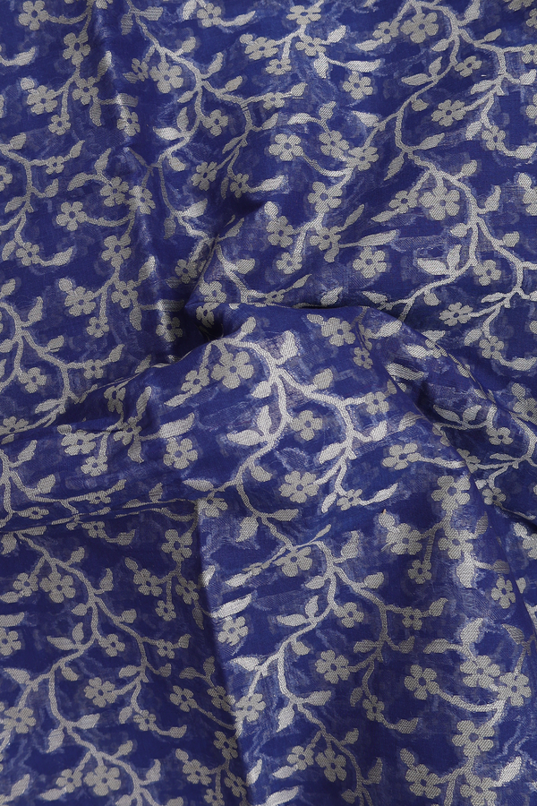 Kota Cotton Saree In Royal Blue With Floral Design