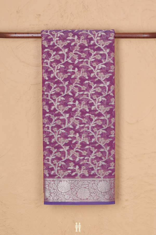 Kota Cotton Saree In Purple With Floral Design