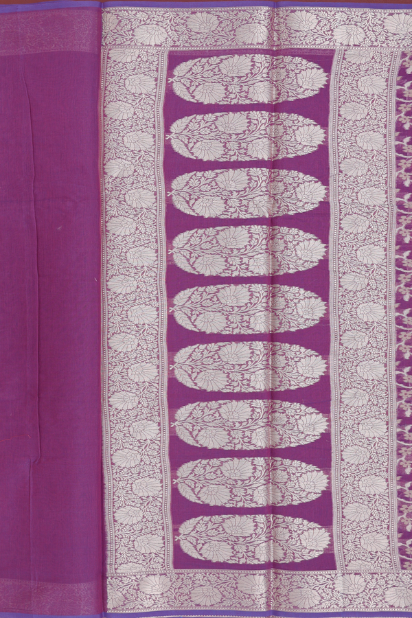 Kota Cotton Saree In Purple With Floral Design