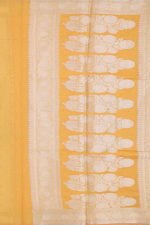 Kota Cotton Saree In Saffron Yellow With Allover Design