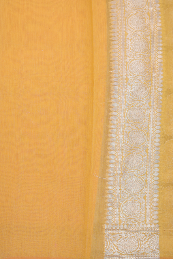 Kota Cotton Saree In Saffron Yellow With Allover Design