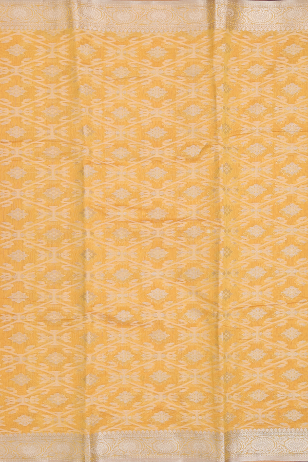 Kota Cotton Saree In Saffron Yellow With Allover Design