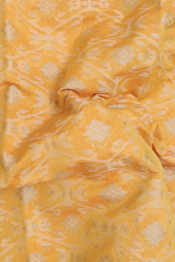 Kota Cotton Saree In Saffron Yellow With Allover Design