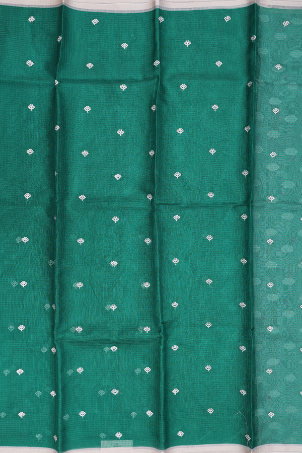 Kota Silk Saree In Green Zari Buttas