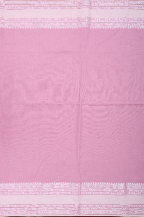 Bengal Cotton Saree In Pastel Pink With Threadwork Border