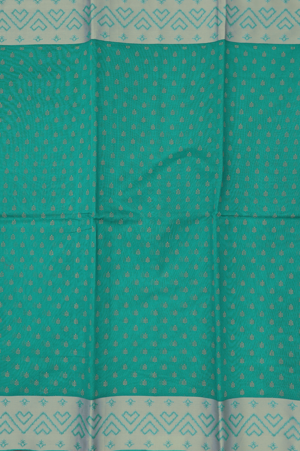 Kota Cotton Saree In Green With Printed Buttas