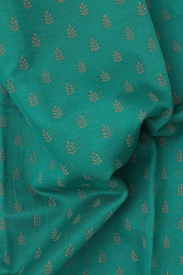 Kota Cotton Saree In Green With Printed Buttas