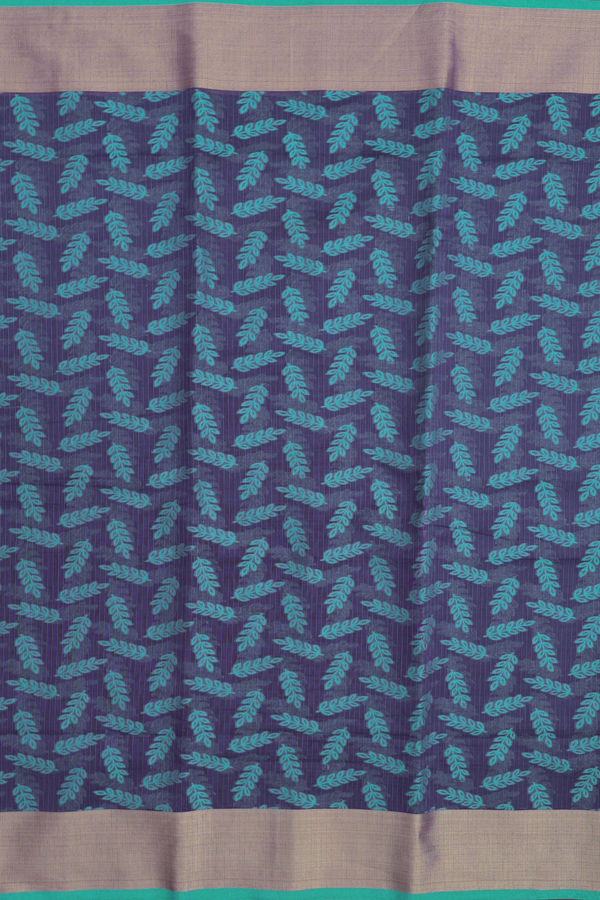 Kota Cotton Saree In Royal Blue With Leaf Design