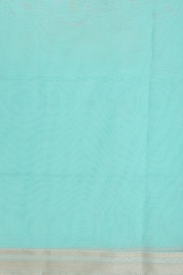Kota Cotton Saree In Mint Blue With Floral Design