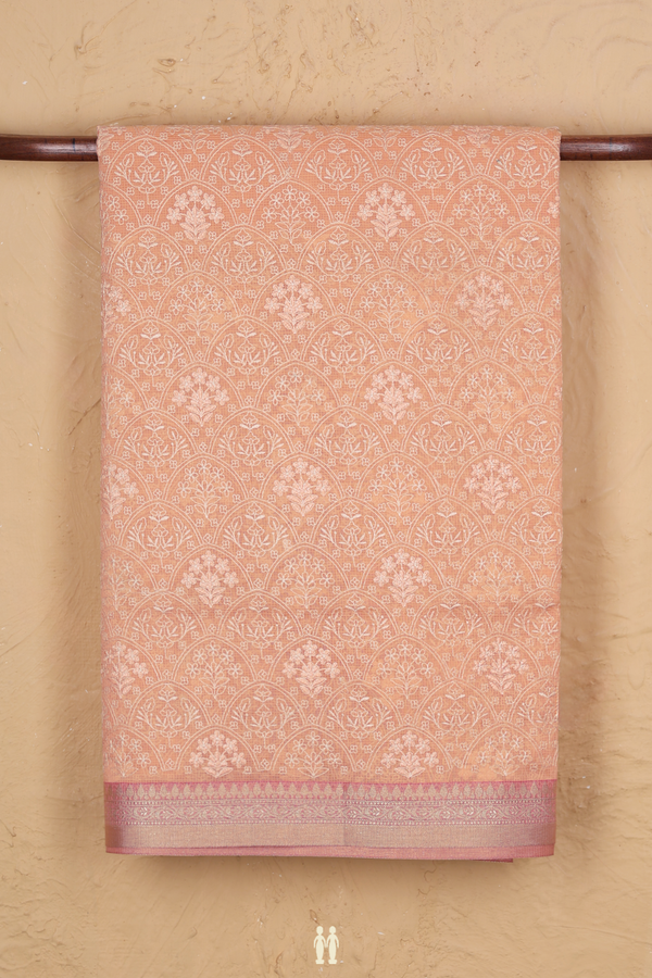 Kota Cotton Saree In Orange With Embroidered Design