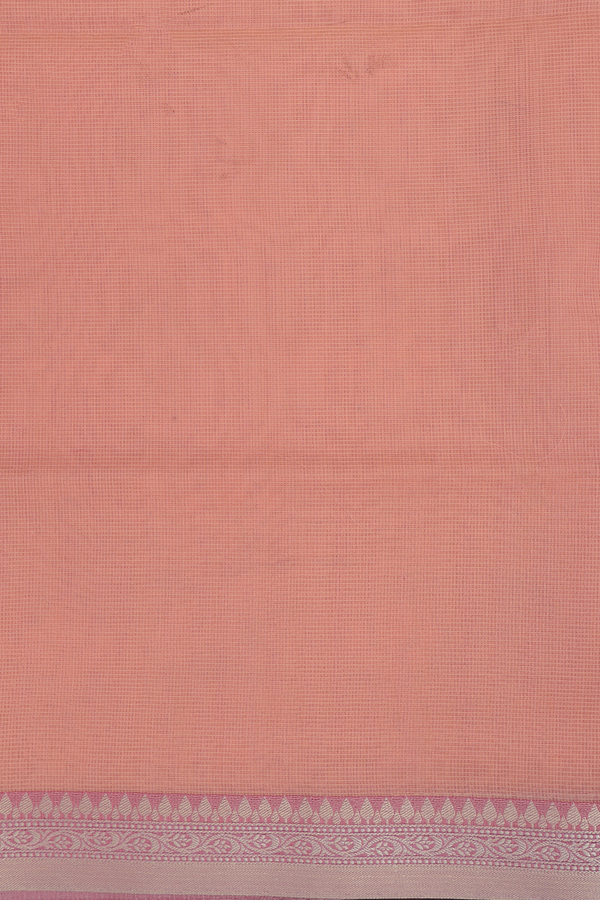 Kota Cotton Saree In Orange With Embroidered Design