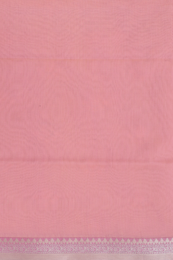 Kota Cotton Saree In Blush Orange With Embroidered Design