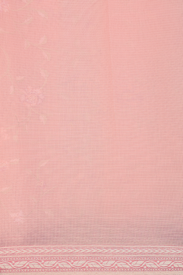 Kota Cotton Saree In Peachy Pink With Floral Design
