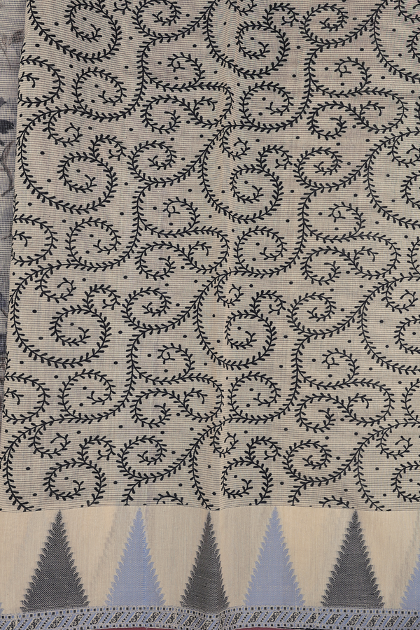 Kota Cotton Saree In Cream Color With Floral Design