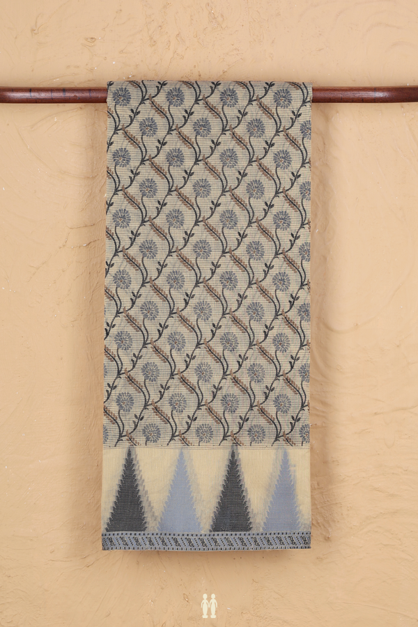 Kota Cotton Saree In Cream Color With Ogee Design