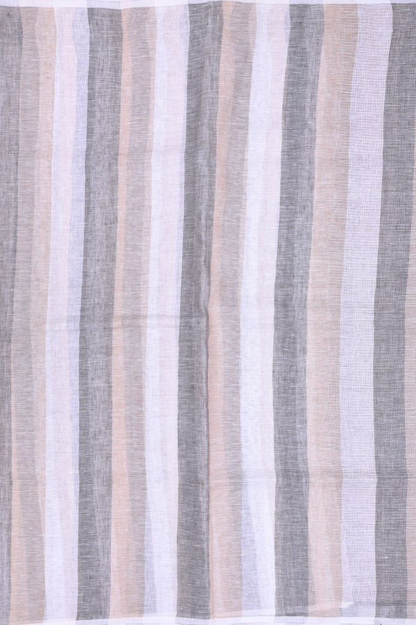 Linen Saree In Multicolor With Stripes Design