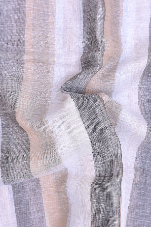 Linen Saree In Multicolor With Stripes Design