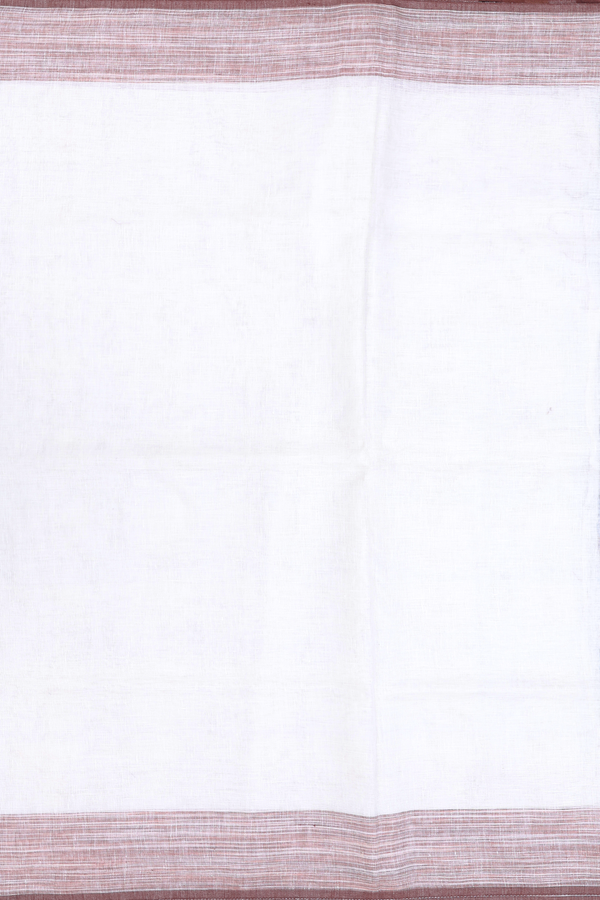Linen Saree In White With Contrast Border