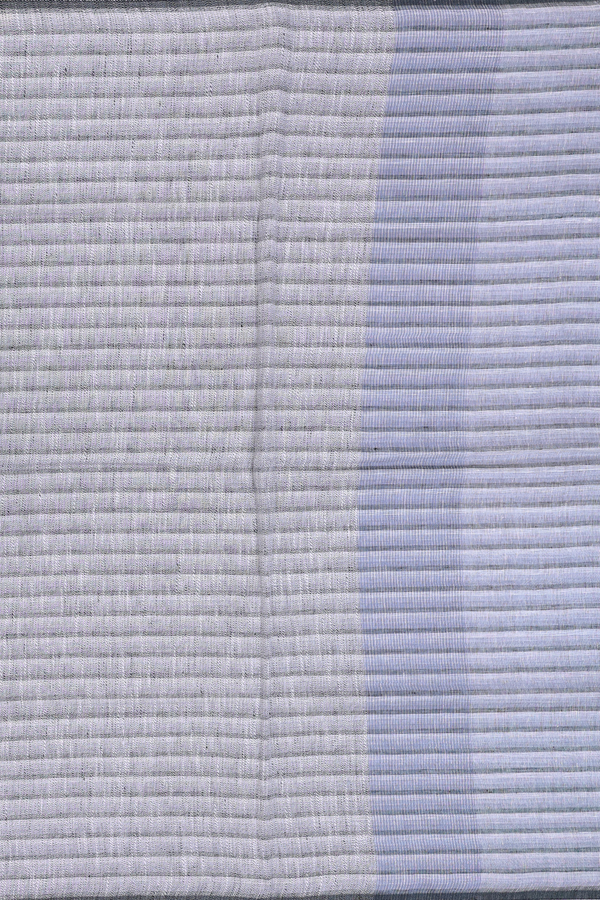 Linen Saree In White And Grey With Checks Design