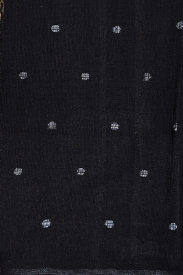 Linen Saree In Brown And Black With Stripes Design