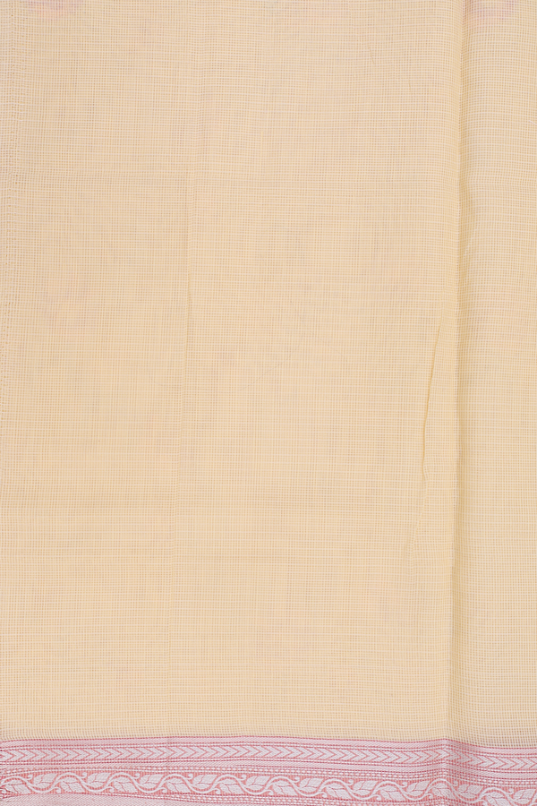 Kota Cotton Saree In Yellow With Floral Design