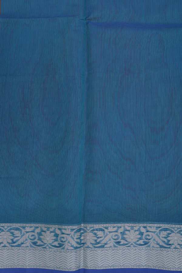 Kota Cotton Saree In Cerulean Blue With Threadwork Border