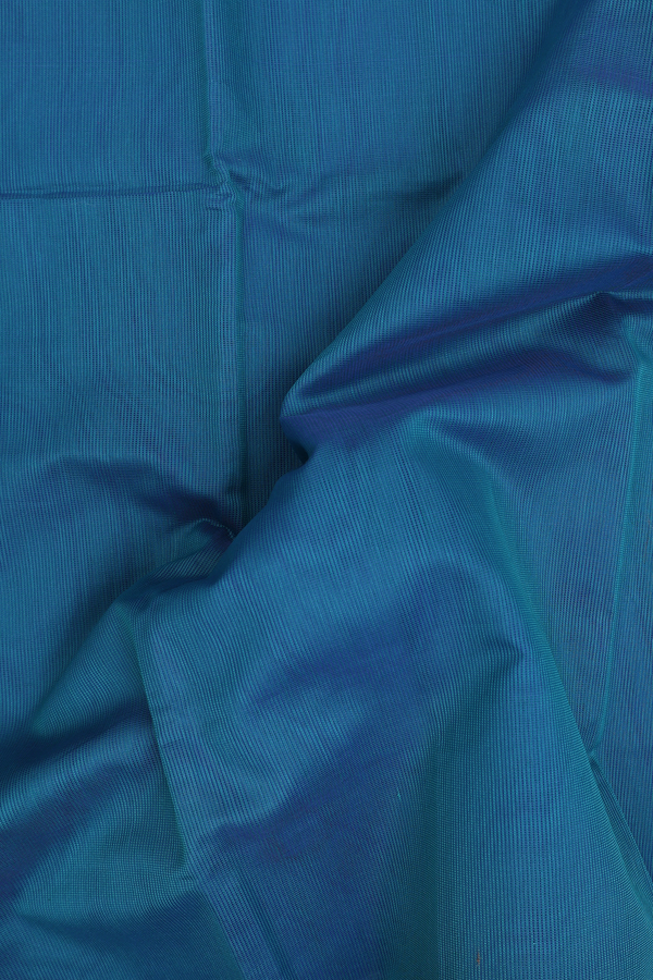 Kota Cotton Saree In Cerulean Blue With Threadwork Border