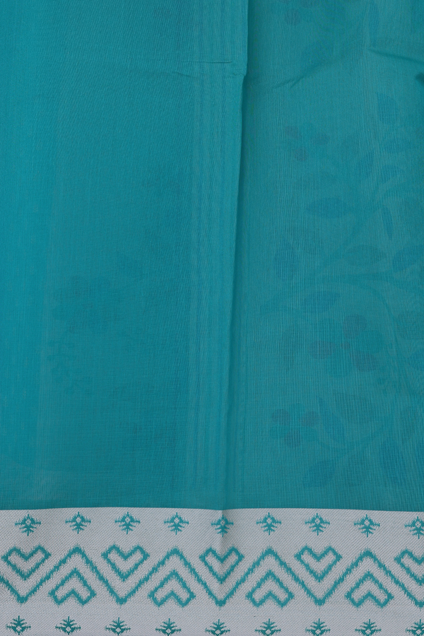 Kota Cotton Saree In Green With Printed Buttas