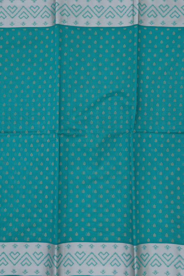Kota Cotton Saree In Green With Printed Buttas