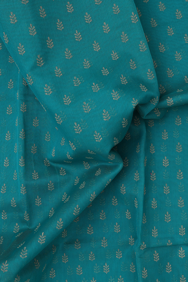 Kota Cotton Saree In Green With Printed Buttas