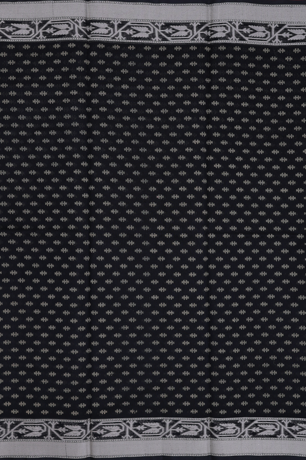 Kota Cotton Saree In Black With Threadwork Buttas