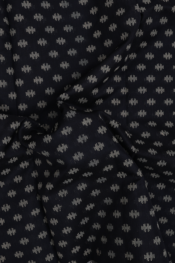 Kota Cotton Saree In Black With Threadwork Buttas