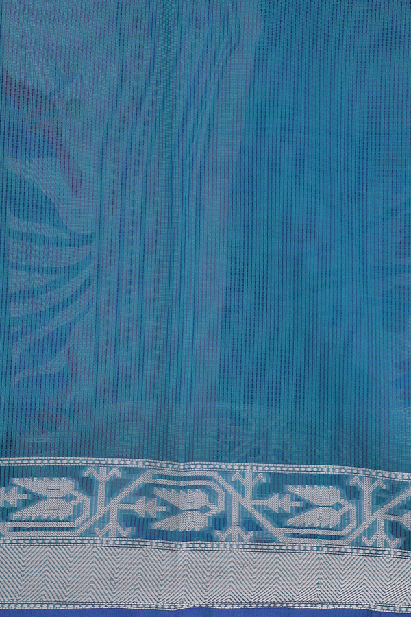 Kota Cotton Saree In Capri Blue With Printed Buttas