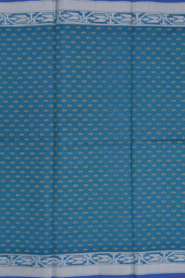 Kota Cotton Saree In Capri Blue With Printed Buttas